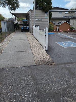 Handicapped access parking spot and our office.