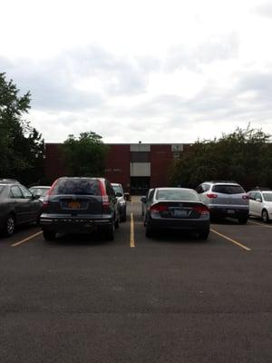 Faculty parking lot in summer