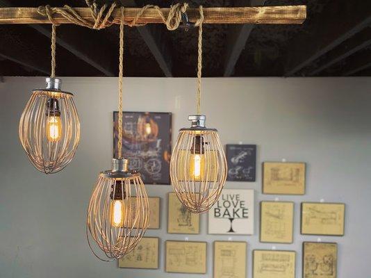 Repurposed Wire Whisk Lighting Fixture