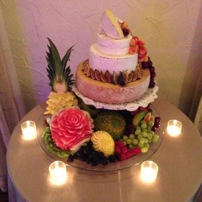 A beautiful, delicious & very creative  Wedding Cheese cake with fruit made by our great chef.