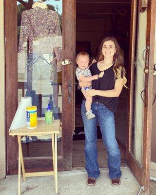 The owner - Sammie and her sweet little girl on opening day.