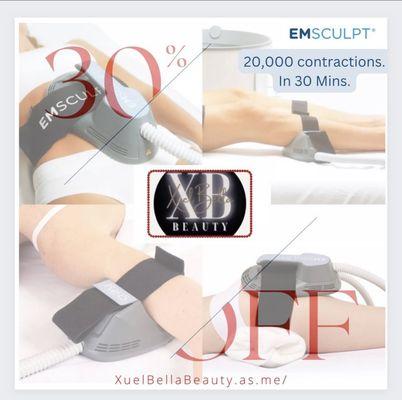 One Emsculpt session is the equivalent of 20,000 contractions. Equivalent of the same number of squats or sit-ups.