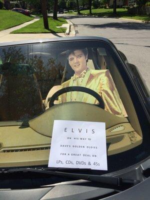 Elvis is on his way over to DGO. Check out the sign.