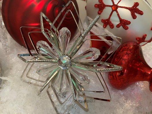 Metal and Crystal Snowflake Ornaments