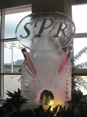 Custom ice luge for drinks with Monogram