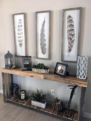 Reclaimed wood console table