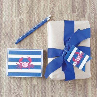 Cooresponding custom monogram stationery and gift tags - the nautical look.