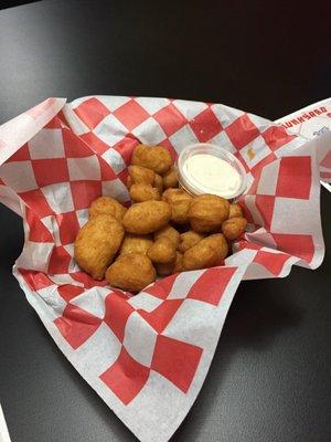 Doggy cheese curds w/ jalapeño ranch