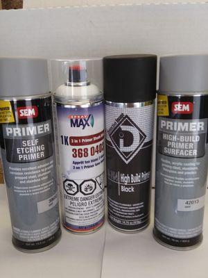 hi build primers and self etch in white, grey, black