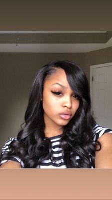 Full Sew-in with minimal leave out.