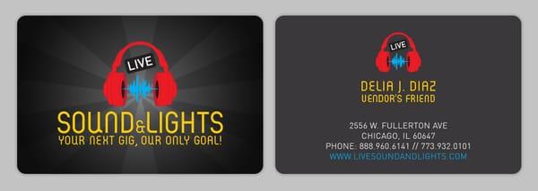 Live Sound and Lights Business Card Design and Printing.