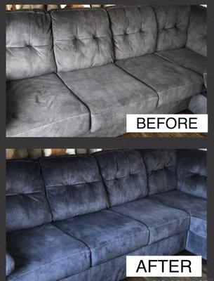 A sectional cleaned by us, before & after photos (our truck mount hot water extraction system was used)