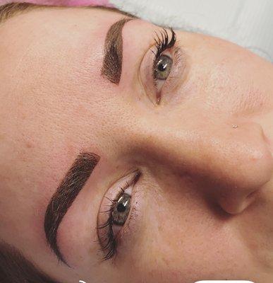 Combination of powder brows and Microblading by Hanh