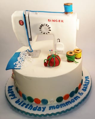 Singer sewing machine birthday cake