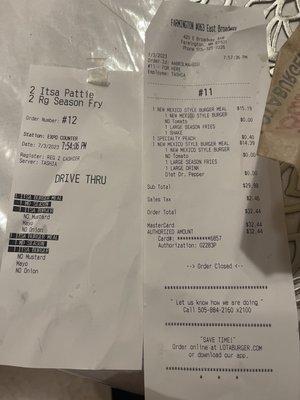 Received the wrong meal and paid a lot extra for only 2 itsa burger meal and medium fries.