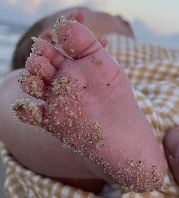 Sandy baby toes