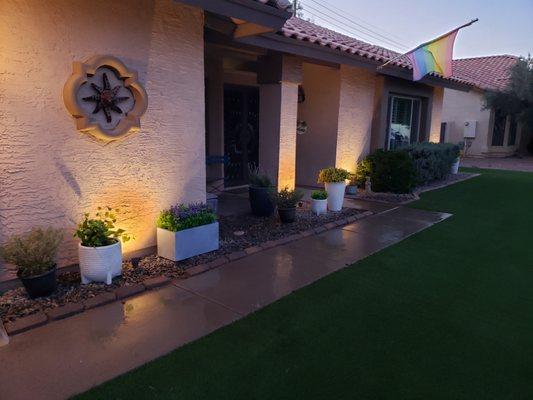 Yard lighting with turf