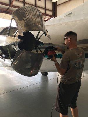 Brian polishing up a plane with the best quality tools.