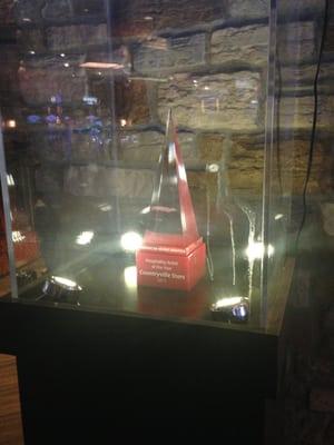 A guest photo of a music award we have on display