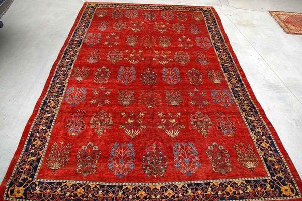 All natural dyed Luri garden carpet, made in Iran