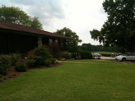 A view from the front, out onto the course.