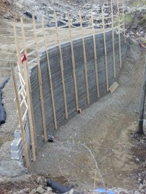 Geisser inspection of Dowling Village's retaining wall behind Lowes.