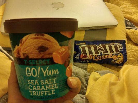 Sea salt caramel truffle ice cream is so delish! Also caramel m&ms are starting to be my favorite craving!