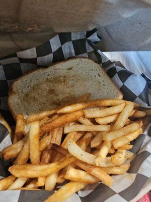 Chicken sandwich and fries.