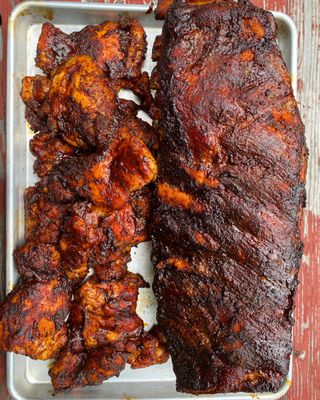 Smoked BBQ Chicken and Smoked Ribs