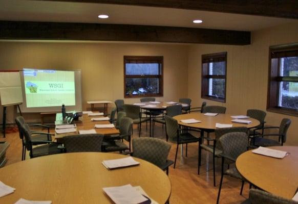 Our newly remodeled conference room is great for meetings and organizational retreats!