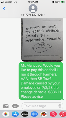 Sent/Text to Mancuso/owner - No response. I expected nothing less... Terrible way to run a business!