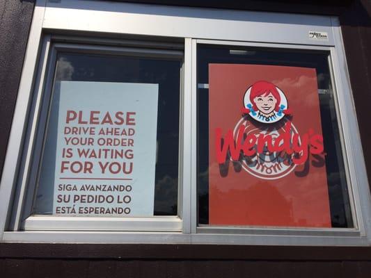 Extra drive-thru window sign.  Move on up!