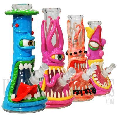 Monster Face Beaker Water Pipe + Ice Catcher + Downstem | Assorted Styles