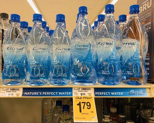 Eternal Water-Naturally Alkaline, Natural Electrolytes, Naturally pH Spring Water. Happy to see it Here at Safeway!