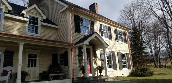 Copper gutter and downspouts