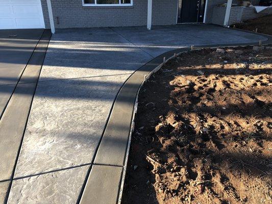 Another look at stamped patio area next to driveway