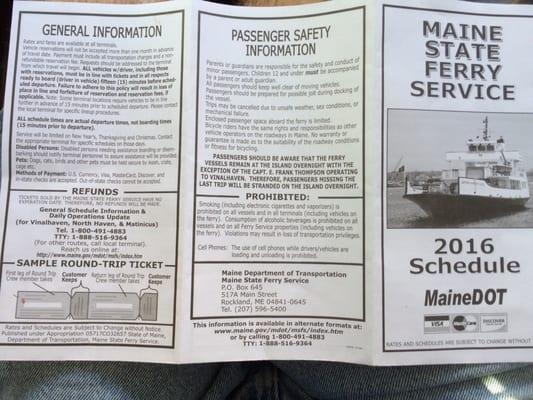 Ferry schedule 1 of 3.