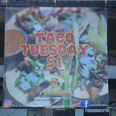 $1 Taco Tuesday special  (Min: 5 - Spicy pork and grilled chicken)