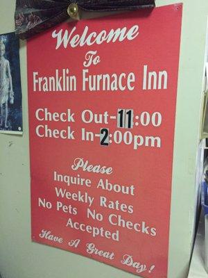 Check-in and out hours; but they seem flexible if you need other accommodations.