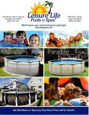 Some of our available Pool models.