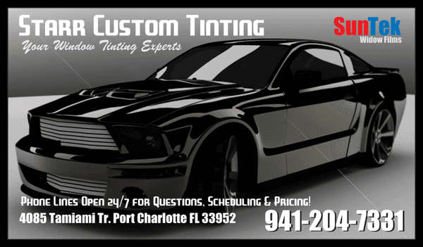 Window Tinting Experts !!!  941-204-7331 Phone Lines Open 24/7