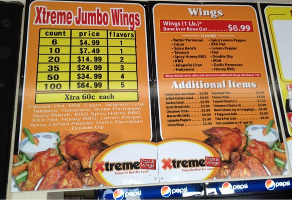 Wing Menu