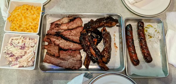 Brisket, Beef Hot Link Smoked Beef Back Rib, Mac & Cheese, Coleslaw