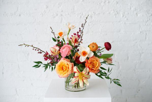 Seasonal vase arrangement available for pick up and local delivery