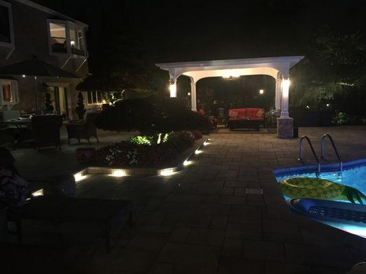 Installed light fixtures in backyard