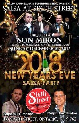 **NEW YEARS EVE / ONLY $20**  SUNDAY DEC 31ST @ SIXTH STREET! Live Salsa by "SON MIRON" performing their amazing tribute to Marc Anthony!