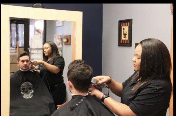 Heather cutting hair