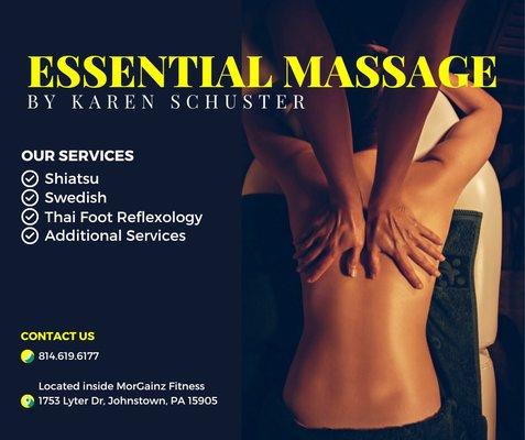 Call or text 8146196177. Essential Massage will spin the wheel so you get a surprise discount. Call or text 8146196177