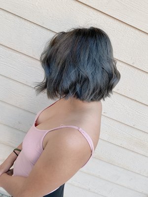 Grey bob cut and color