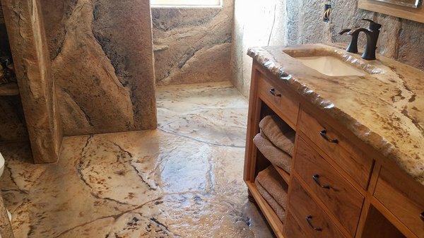 Concrete floor and walls and vanity top Bathroom